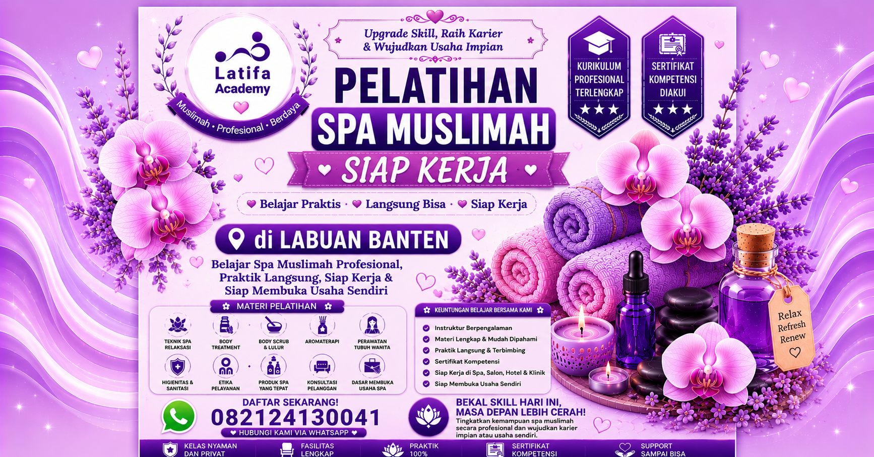 Pelatihan Spa Muslimah Siap Kerja di Labuan Banten  082124130041 